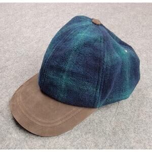 Vintage Structure Hat Cap Strap Back Mens Large XL Wool Plaid Leather 90s